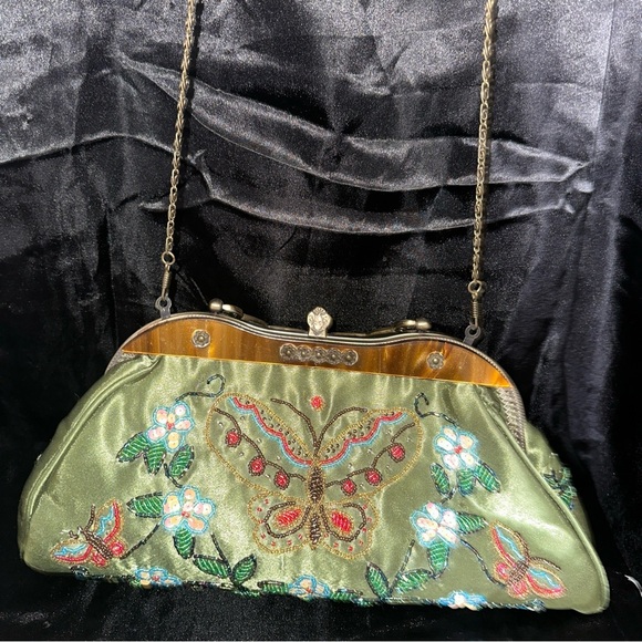 Monsoon Accessorize Clutch Bag Pink Butterfly Butterflies Embroidery 13 x 7 - Picture 9 of 13